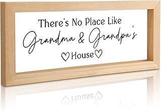 Yousoontic Grandparents Gift from Grandkids There's No Place Like Grandma & Grandpa's House Wooden Sign Farmhouse Home Decor for Father's Day Birthday Xmas Thanksgiving Gift(Light Brown,11.8 Inch)