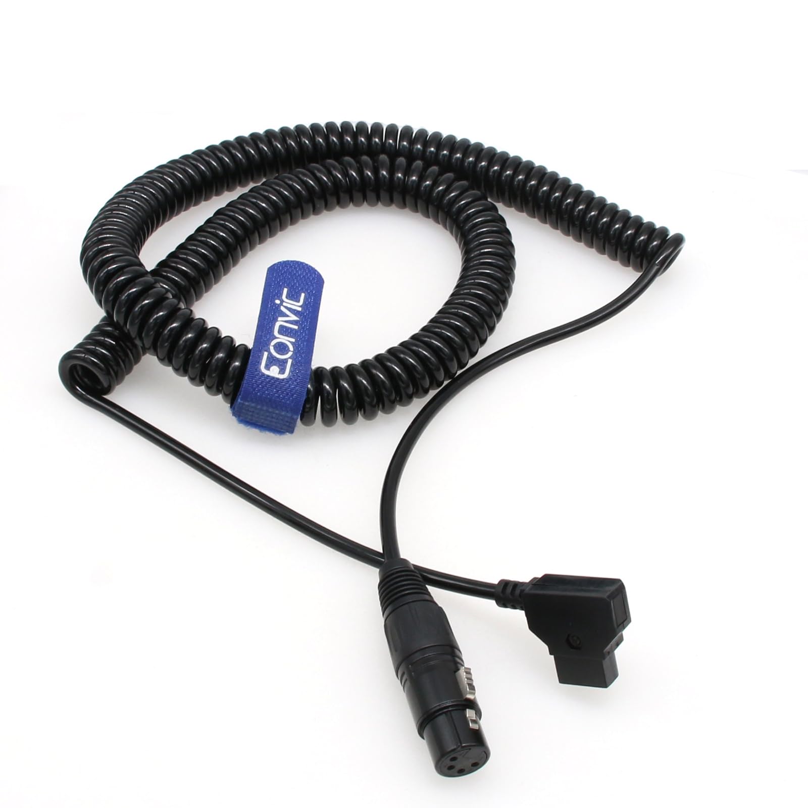 New D-Tap Male to Female 4-Pin XLR Cable for Power Supply Battery Adapter (Coiled，4M After Stretch