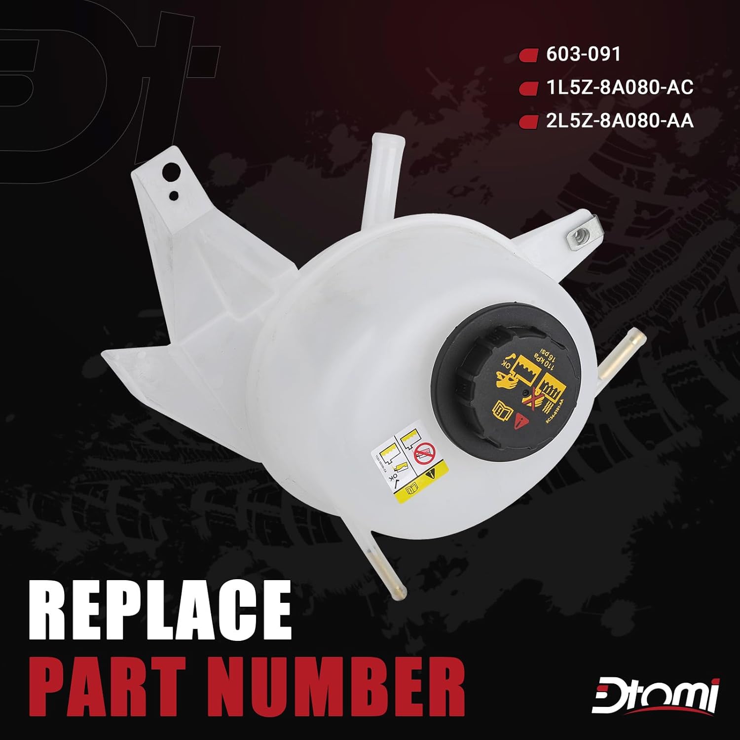 Engine Radiator Coolant Reservoir Tank W/Cap Compatible With Ford Mazda Vehicle 2001-2011 Ranger, 2001-2010 B2300 L4 2.3L Coolant Overflow Recovery Expansion Replace# 603-091 1L5Z8A080AC 2L5Z8A080AA