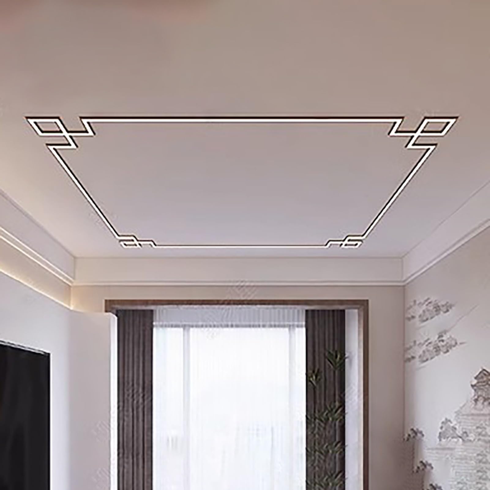Profili per Strisce Led Modanatura a Corona in Stile Orientale Canale Led Bianco, Profilo in Alluminio per Illuminazione Indiretta Striscia Led da Soffitto, Diffusore di Luce Led Decorativo per la Cas