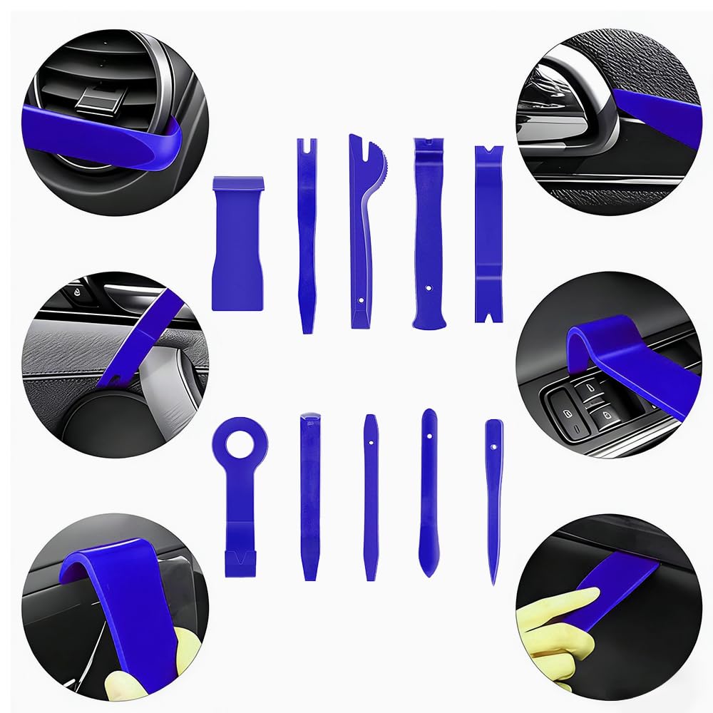 Set di 19 attrezzi per la rimozione del trim e per la rimozione, con clip in plastica, per pannelli, stereo, cruscotto, clip