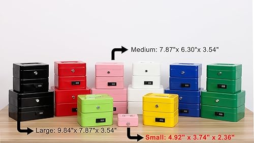 Miniatura 6 de xydled Mini caja de acero de seguro con bandeja extraíble para monedas y cerradura de llave, 13 x 10 x 6 cm, negro