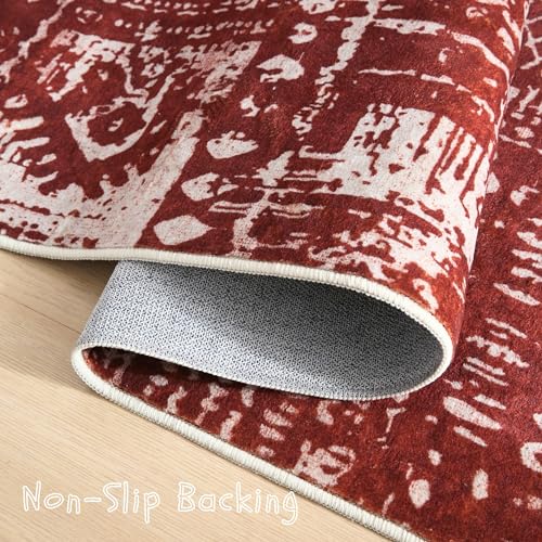 Area Rugs 8x10 Rug for Living Room Clearance Washable Boho Area Rug Non Slip Moroccan Vintage Low Pile Large Rug for Living Room, Bedroom, Farmhouse, Dining Room, Kids Playroom(Terracotta)