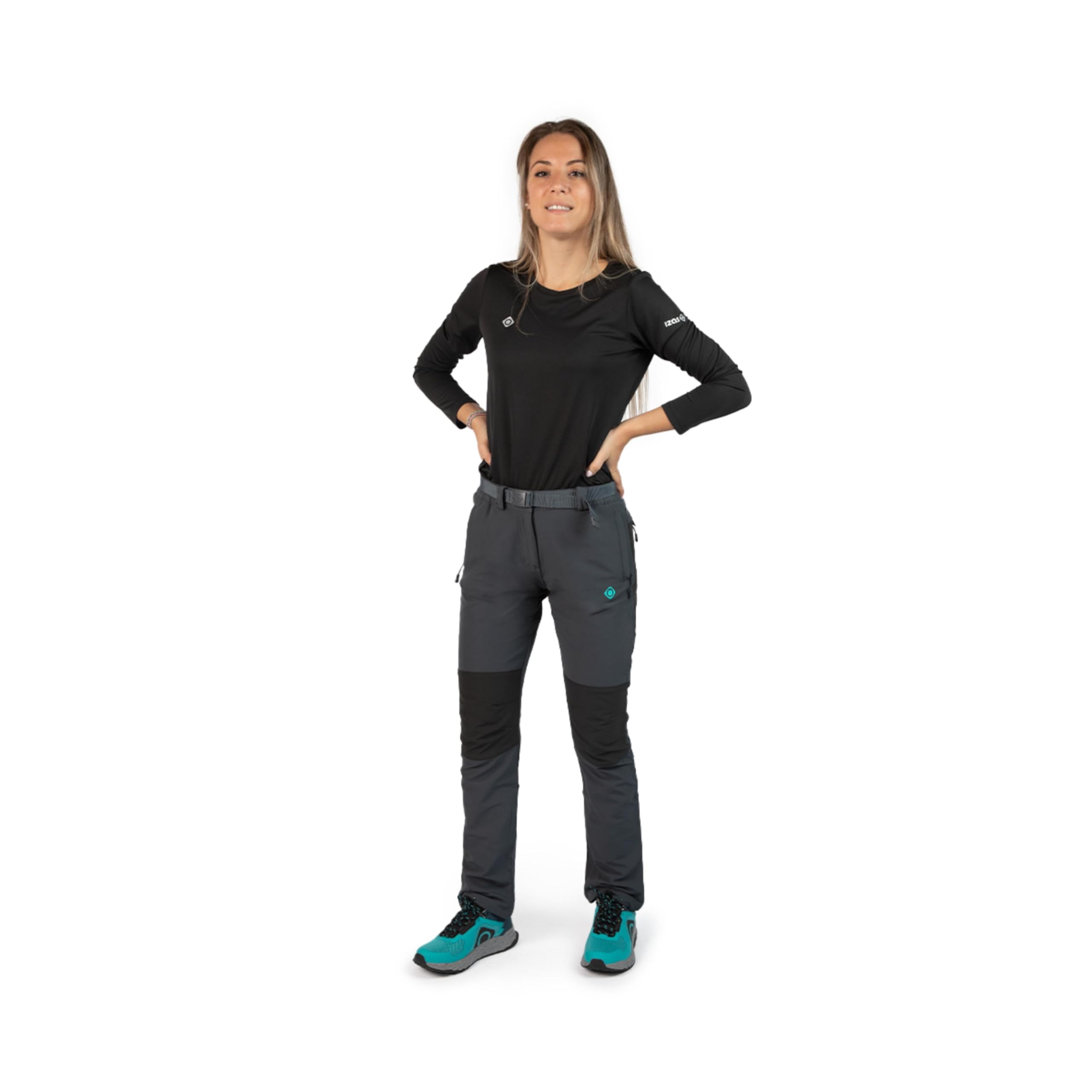 Izas Vinson W Pantalón Mount-Stretch para Mujer. Repelente al Agua, Transpirable y elástico. Interior perchado y Rodillas Preformadas. Bolsillos con Cremallera y Tapeta. Ajuste Relajado