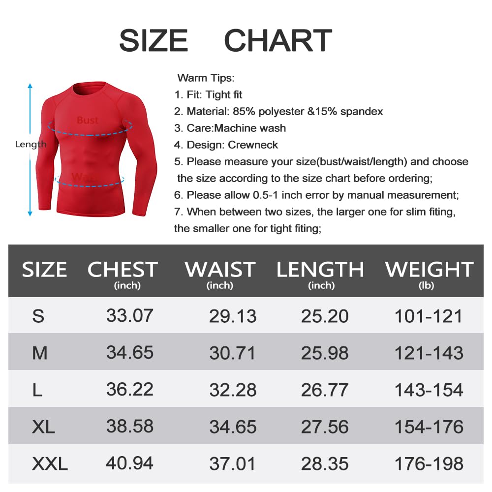 Camisetas de compresión para hombre, manga larga, atlético, entrenamiento, gimnasio, deportes, capa base, correr, ropa interior fresca y seca