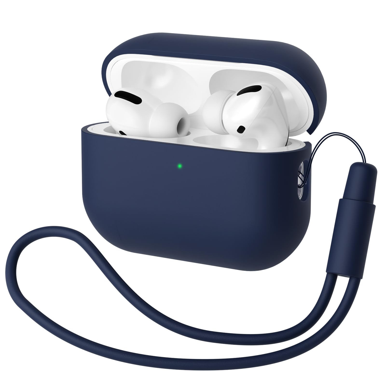 Funda Silicona Compatible con AirPods Pro 2.ª Generación, Ultradelgada Fundas Protectora de Silicona para AirPods Pro 2.ª Generación 2022, LED Visible Frontal, Azul Oscuro - 1
