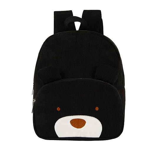 Mochila infantil de veludo cotelê para meninos e meninas 3-6 anos pré-escolar, jardim de infância, urso fofo, mochila de viagem para creche