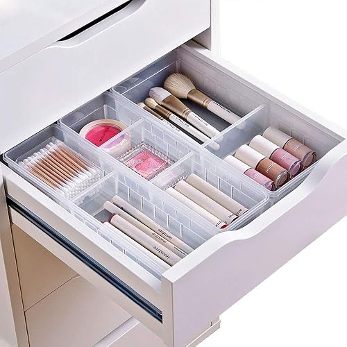 Miniatura 3 de Chris.W - Bandeja organizadora para cajones de escritorio con separadores ajustables, varios cajones para maquillaje, utensilios, bolígrafos,