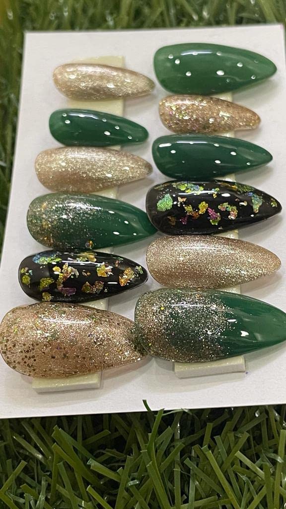 HAPPY FINGERS Set of 12 Handmade Press On Nails For Women’s Designer With Glue for Women And Girls (15)