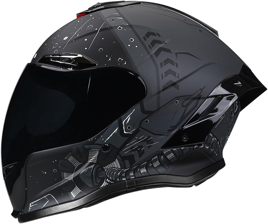 Reveal Motorcycle Helmet ABS Cushion Inner Removable Washable External Clear Lens Built-in Black Lens for Unisex DOT Safety Certified