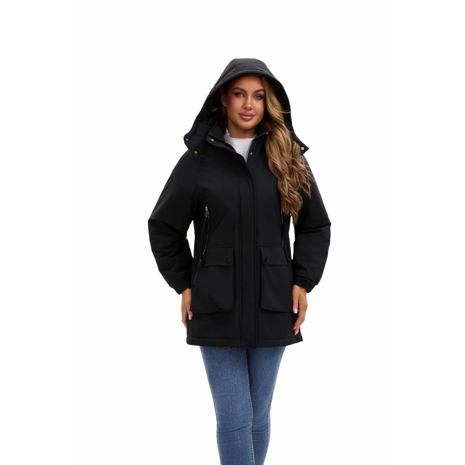 Genérico Chubasquero Poncho Mujer,Chaqueta Anorak Ligera para Mujer Resistente Al Viento Impermeable Larga con Capucha Y Bolsillos para Uso Diario Senderismo Al Aire Libre