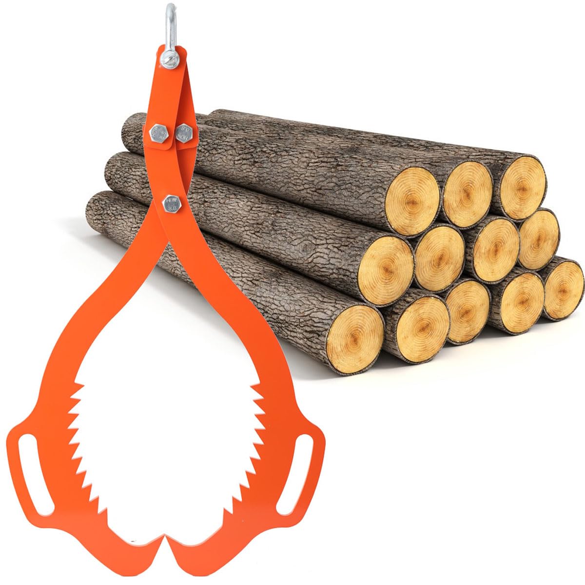 Forstzange für Baumstämme bis 30 Zoll/762 mm, mit 500kg Zugkraft, Rückezange Holzzange Hebezange Holzgreifer Packzange mit 2 Klemmdornen, Verladezange Für Stämme und Stangen