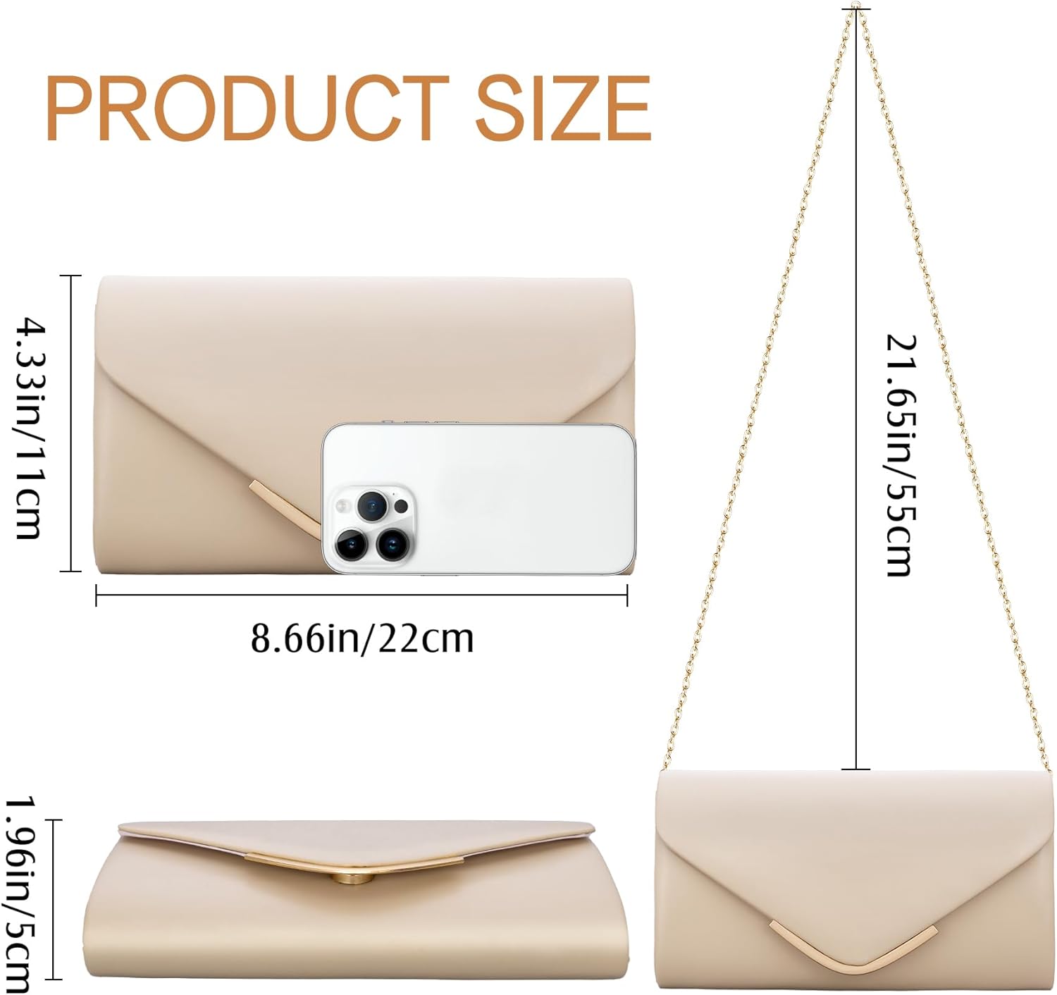 Larcenciel Clutch Purse for Women, Trendy Vegan Leather Envelope Evening Bags w/Chain, Wedding Cocktail Party Formal Handbags - Image 6