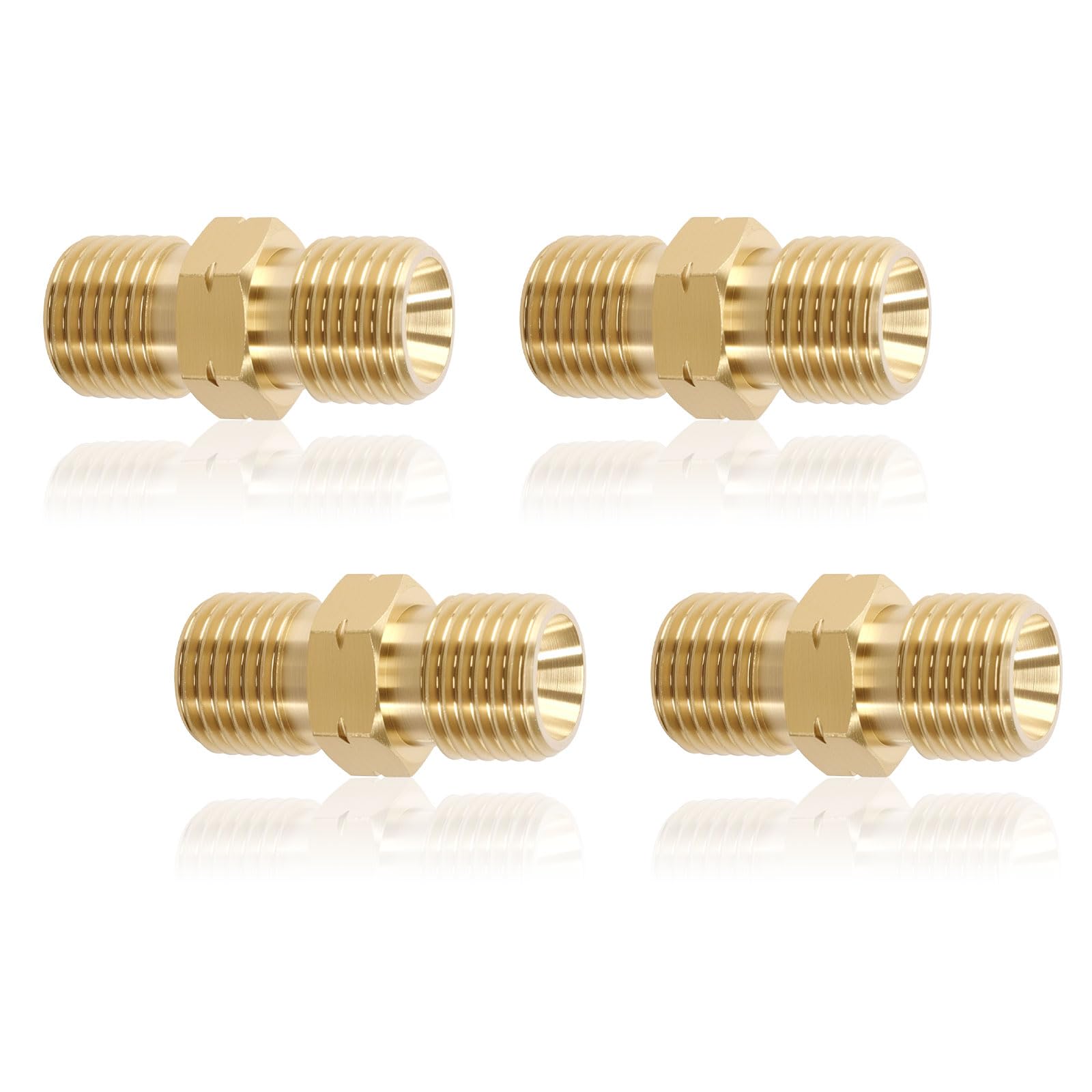 4 Stück Gas Schnellkupplung Aus Kupfer - 1/4 Zoll Doppelnippel, Hochtemperatur- & Korrosionsbeständig