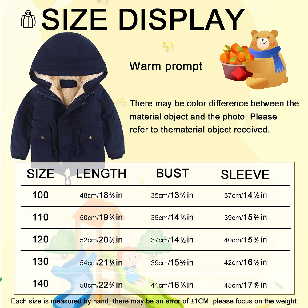 Manteau Enfant Fille Veste d'Hiver Garçon Parka Doublure Polaire Epais Chaud Blouson à Capuche
