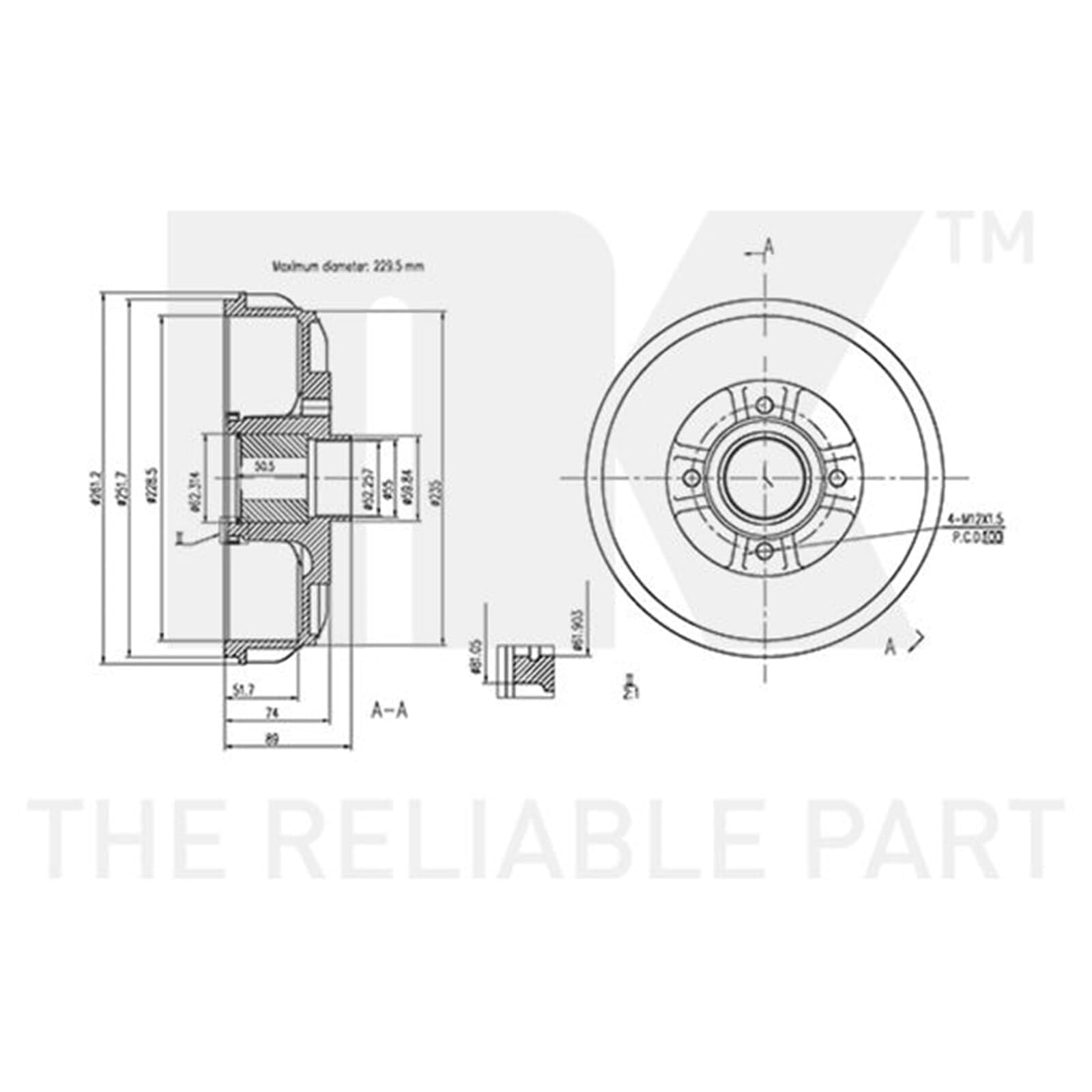 2x NK Ø 229mm Bremstrommeln hinten | 2x 259910 passend für Dokker Lodgy Logan Sandero