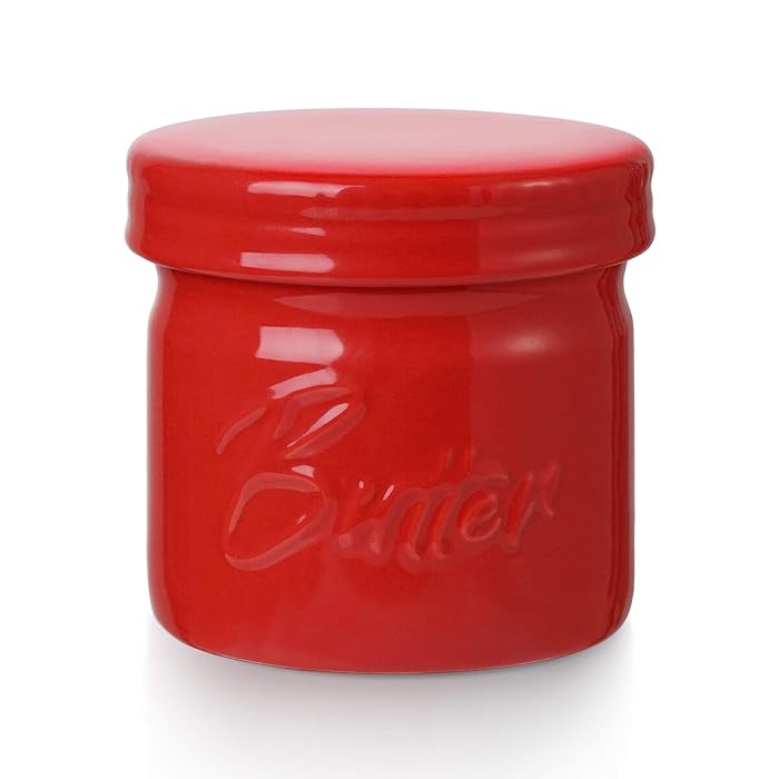 Buy Porcelain Butter Crock Keeper, French Butter Dish with Lid, Butter