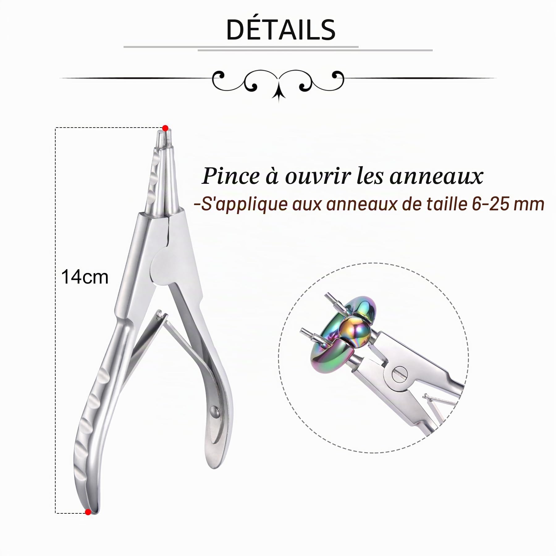LAURITAMI 3mm 4mm 5mm Pince piercing, Pince à piercing pour boules, Pinces piercings pour modifier les piercings l'oreille de la lèvre du nombril de la langue du nez des sourcils