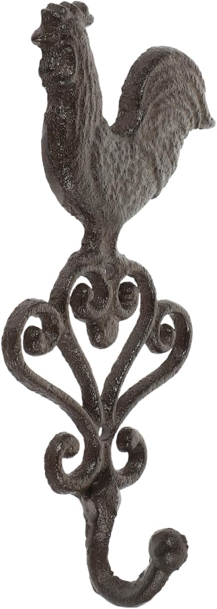 Cabilock 4Pcs Cast Iron Wall Hooks Rooster Shape Vintage Iron Wall Hangers for Coat Towel Key Storage Kitchen Bathroom Rustic