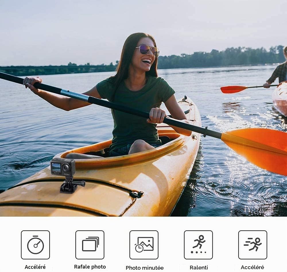 AKASO Brave 7 Le Caméra Sport avec Carte 128 Go, Action Cam 4K 30FPS WiFi | 20MP Camera Étanche IPX7, Carte 128 Go Incluse, Boîtier 40M, Double Écran, Tactile, Stabilisateur EIS, Kit d'Accessoires