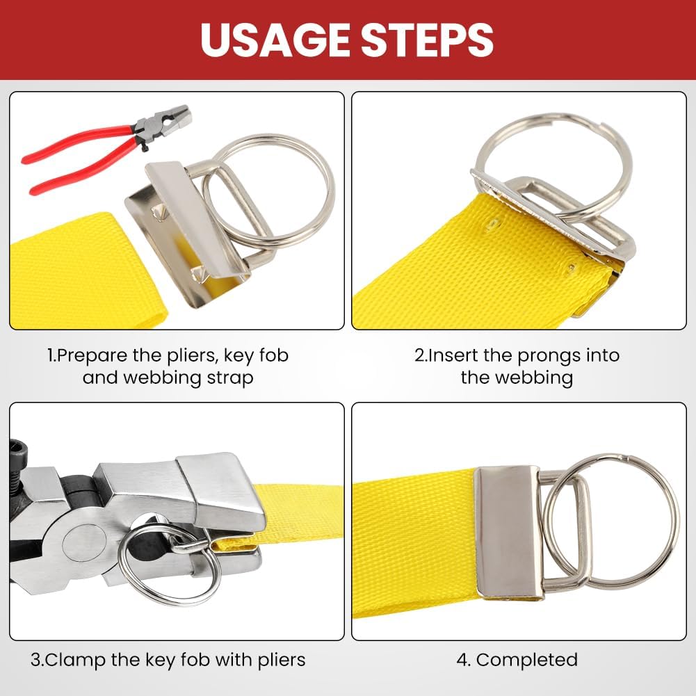 40Sets 1 inch Key Fob Hardware with Key Fob Pliers,1 Inch Lanyard Keychain Hardware, Glass Running Pliers Tools for Wristlet Keys Fobs/Keys Lanyards(Silver)
