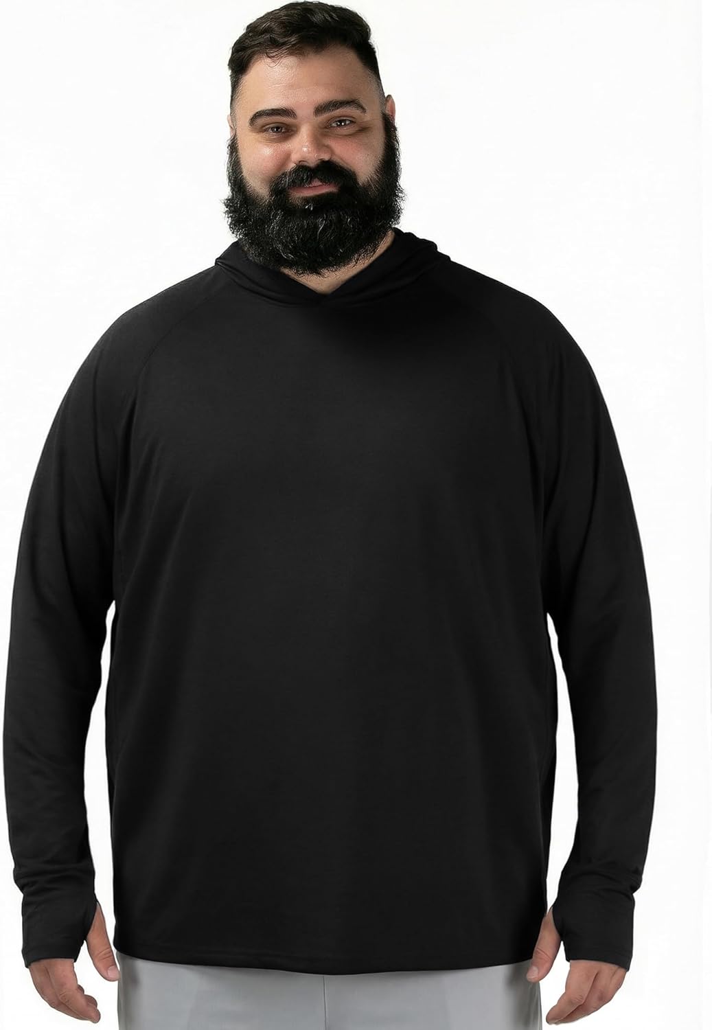 BRISIRA Men's Big & Tall Thin Fishing Shirts, UPF 50+ Sun Hoodie, Cooling Lightweight Rash Guard, Long Sleeve with Thumbholes