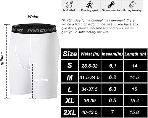 Miniatura 7 de HYCOPRTO - Pantalones cortos de compresión para hombre, ropa interior deportiva de elastano, rendimiento atlético, capa base, entrenamiento, correr,