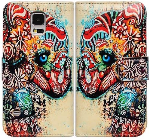 Bfun Packing Tribal Floral Elephant Wallet Leather Cover Case for Samsung Galaxy S5