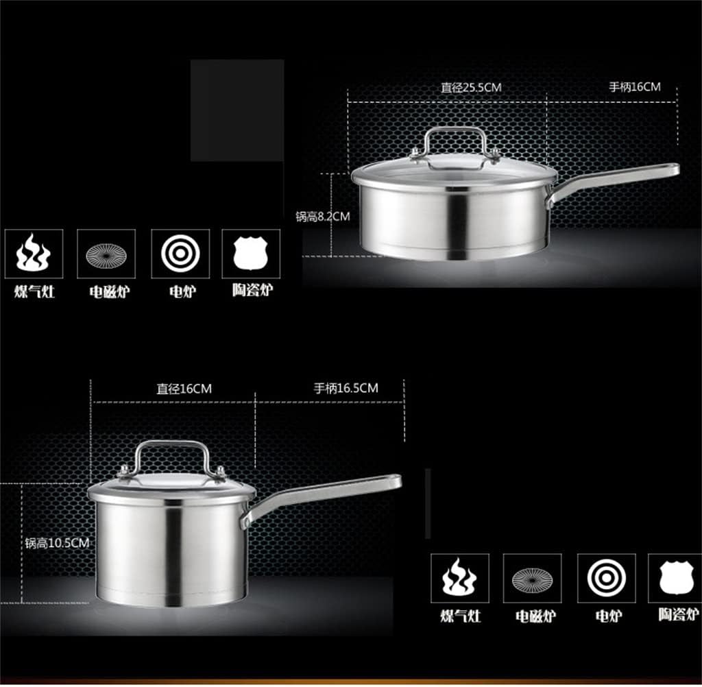 3 Cookware 6 Pieces Stainless Steel Cooking Casserole Set Pot Milk Pan Wok Home Kitchen