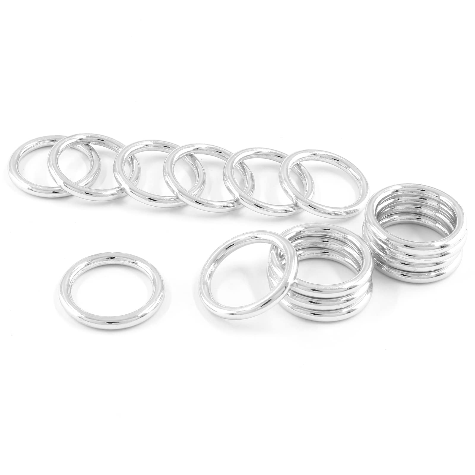 Unlorspy 20Pcs 1Inch Seamless Welded O-Rings Smoothing, Metal O Ring 304 Stainless Steel Welded Round Rings for Camping Belt, DIY Crafts, Keychain,
