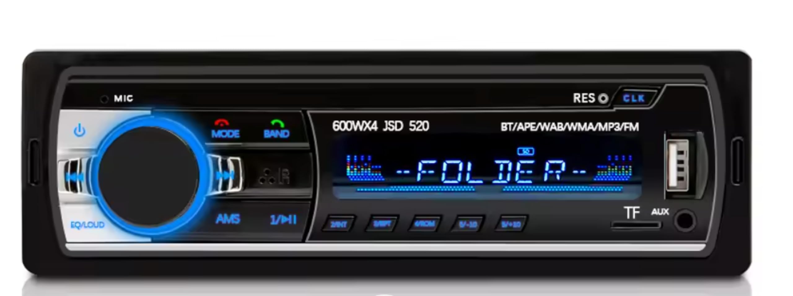Autoradio Bluetooth 12V 4x60W Stereo Lettore MP3 Supporta Chiamate in Vivavoce Porte USB FM TF AUX in con Telecomando, Autoradio 1 Din