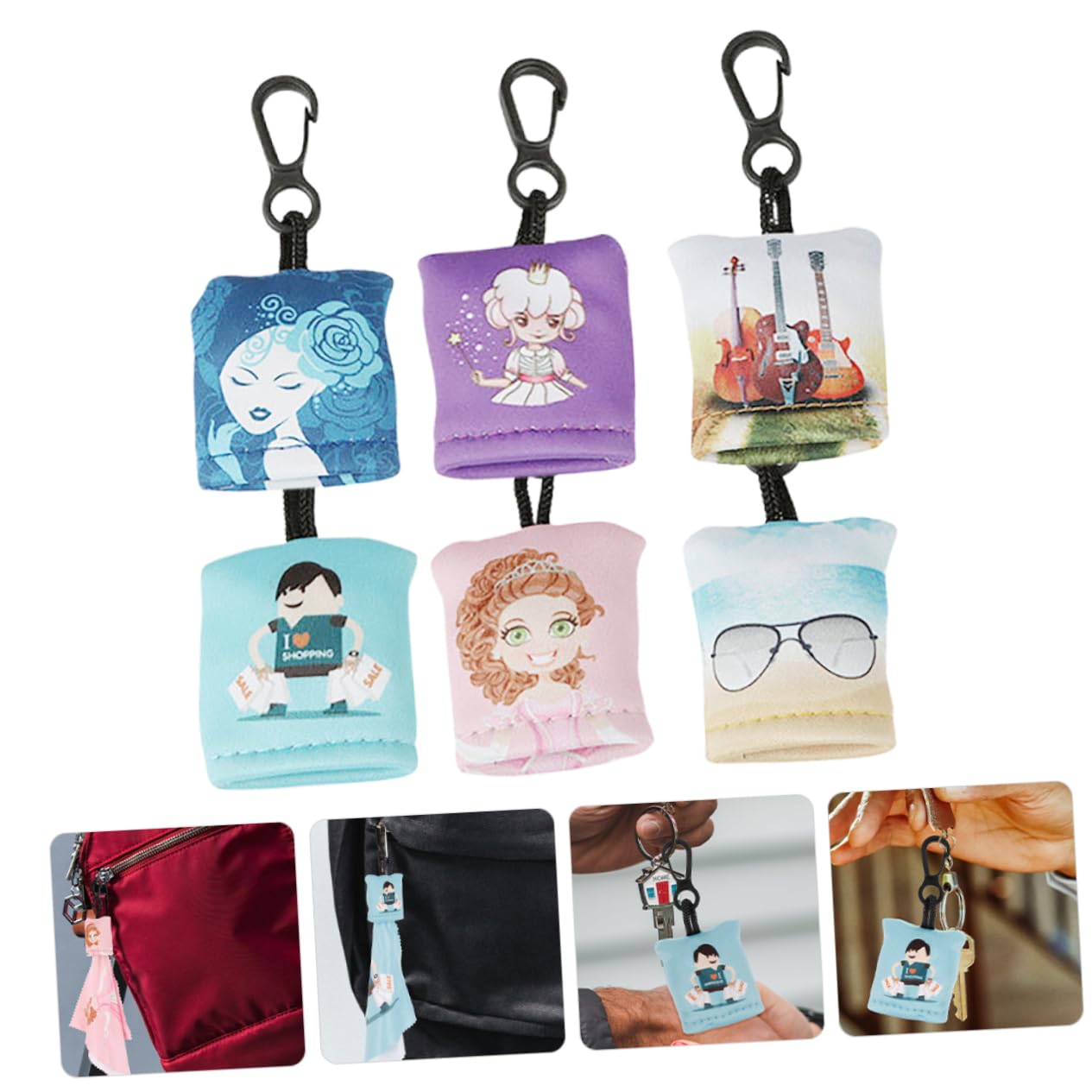 Didiseaon 30 Pièces Porte-Clés Chiffon Pour Lunettes Lingettes Nettoyantes Porte-Clés De Téléphone Suspendre Chiffon De Nettoyage Pour Lentilles Lingettes De Nettoyage Électroniques
