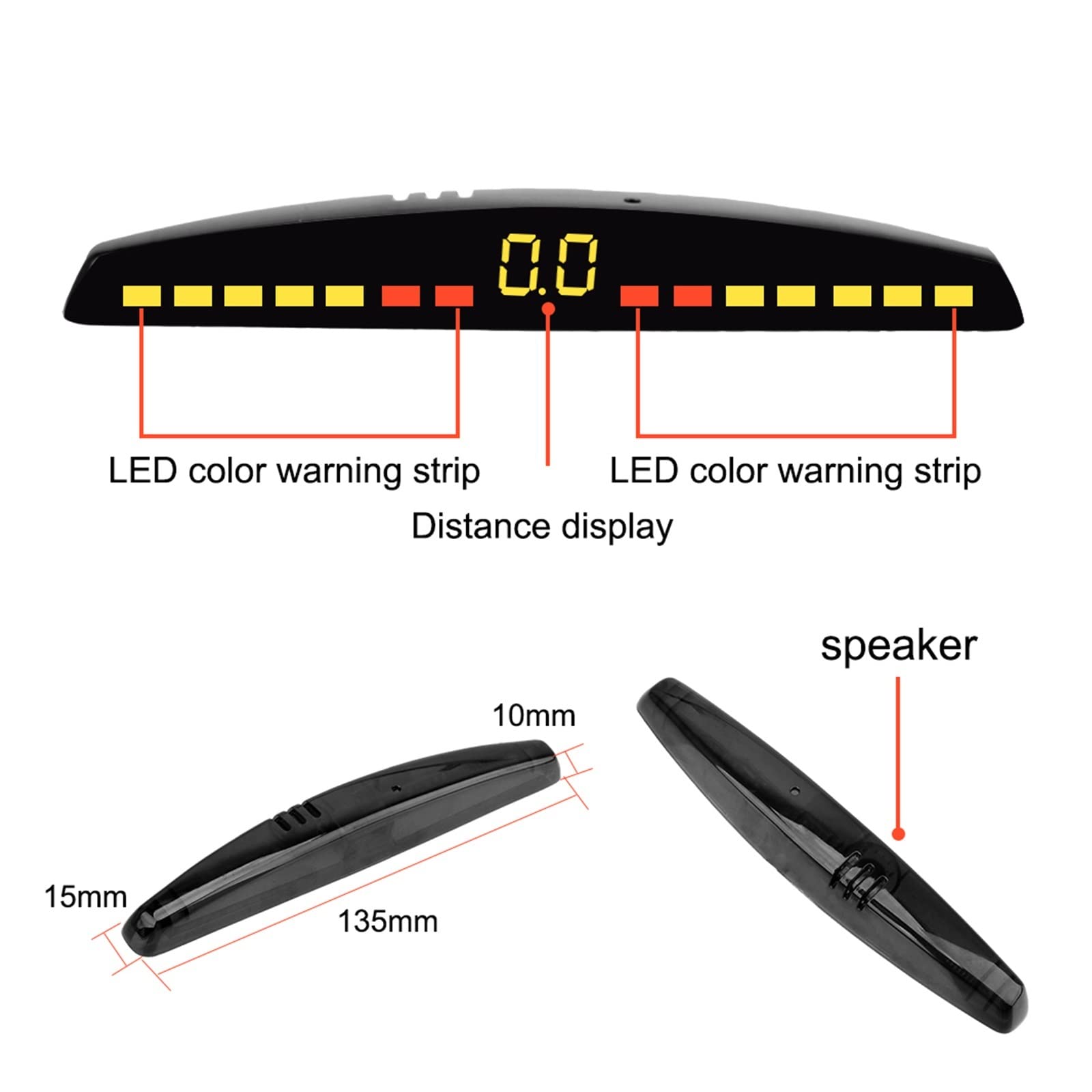 Détecteur de stationnement Automatique Parktronic, système de Surveillance Radar de recul Universel avec 4 capteurs LED et capteurs de Marche arrière.
