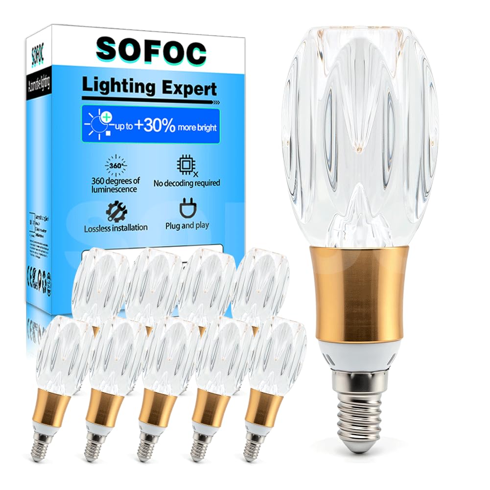 SOFOC E14 LED 3CCT Dimmabile Lampadina Nervata Yang Pesca Lampadario 10Pcs