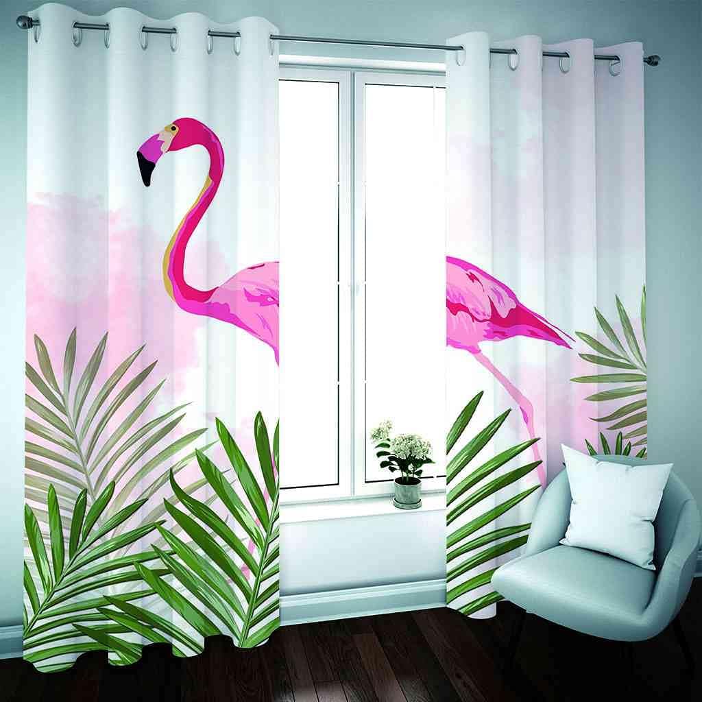 Modern Blackout Curtains with Eyelet 3D Printed Thermal Insulated Window Treatments Cartoon Pink Flamingo Living Room Bedroom Window Drapes 2 Panel Set 72" X 108" (2XW66"xL90")