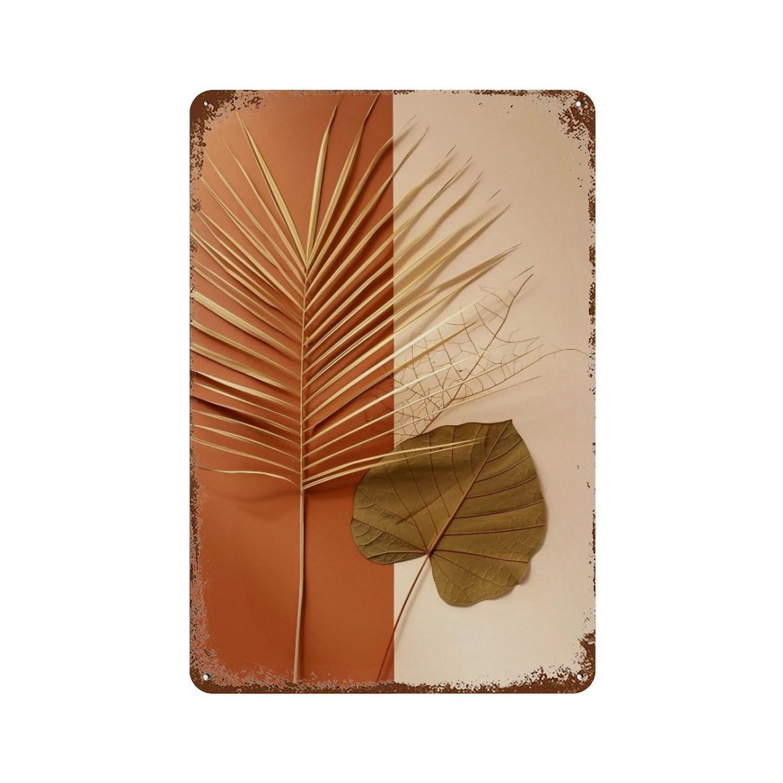 WUJHGRSG Earth Split Background Veined Dry Frond 01 Wall Art Retro Iron Vintage Metal Tin Sign Poster Modern Decor for Home Cofffee Club Bar Shop Style 30x20cm