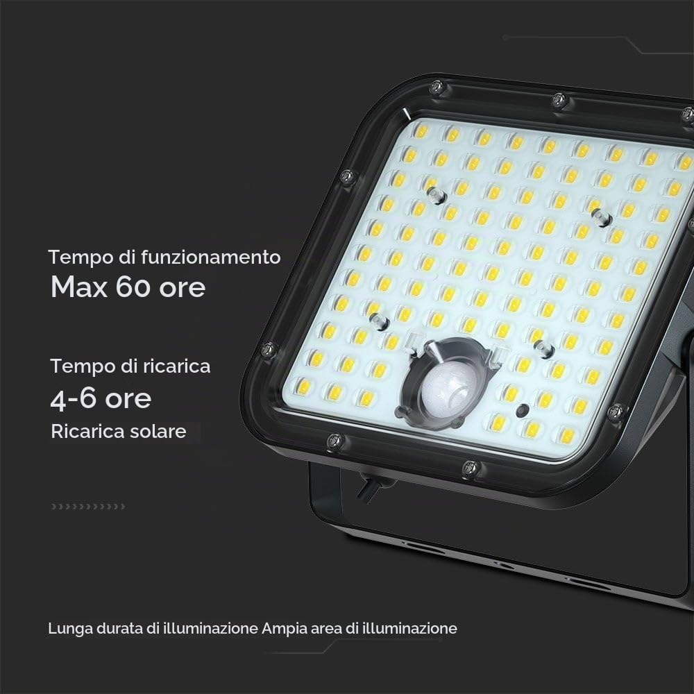 V-TAC VT-432 10310 Faretto LED Pannello Solare 30W Bianco Neutro Nero