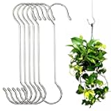 LRUUIDDE 6 Pack Extra Large S Hooks for Hanging Plants, 16 Inch / 12 Inch Long Metal Heavy Duty S Hooks Silvery, Rust Resistant Extra Large Tree Branch Hook for Hanging Bird Feeders,