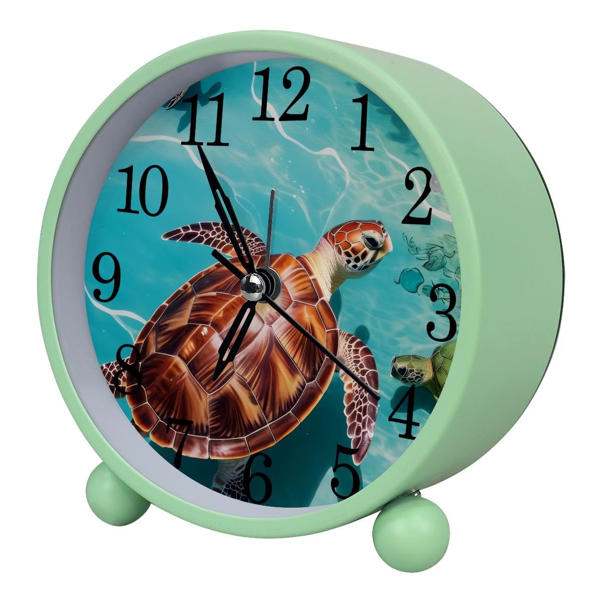 Luoweisi Alarm Clock Swim Turtles, Silent Non-Ticking with Night Light