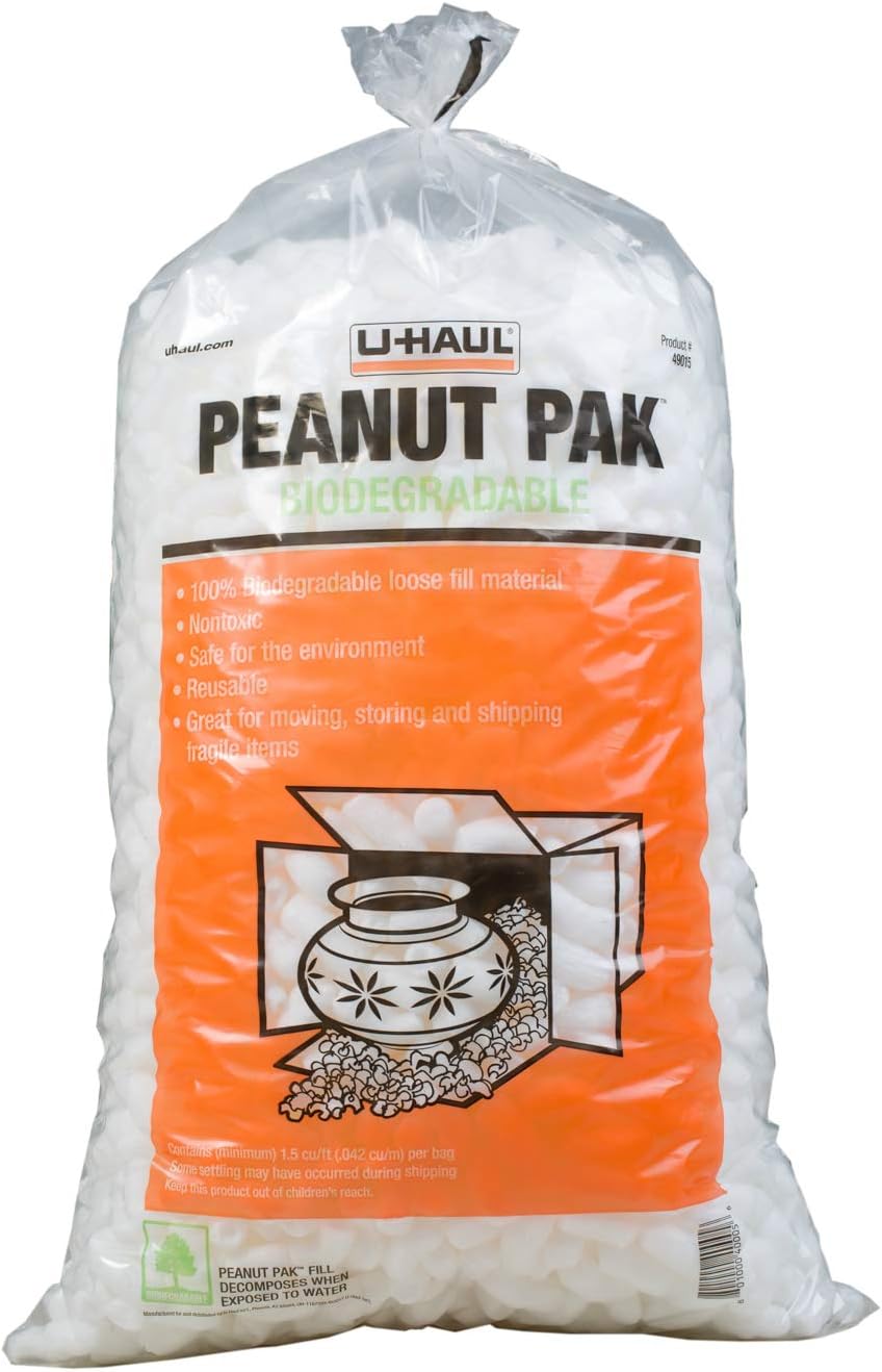 U-Haul Biodegradable Packing Peanuts for Moving, Packing, Storing, and Shipping - 1.5 cu ft Per Bag