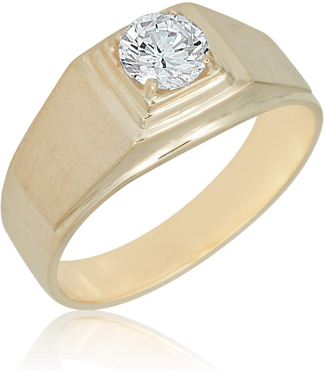 AVORA Men's Solitaire Simulated Diamond CZ Wedding Band Ring - 10K Gold or 925 Silver