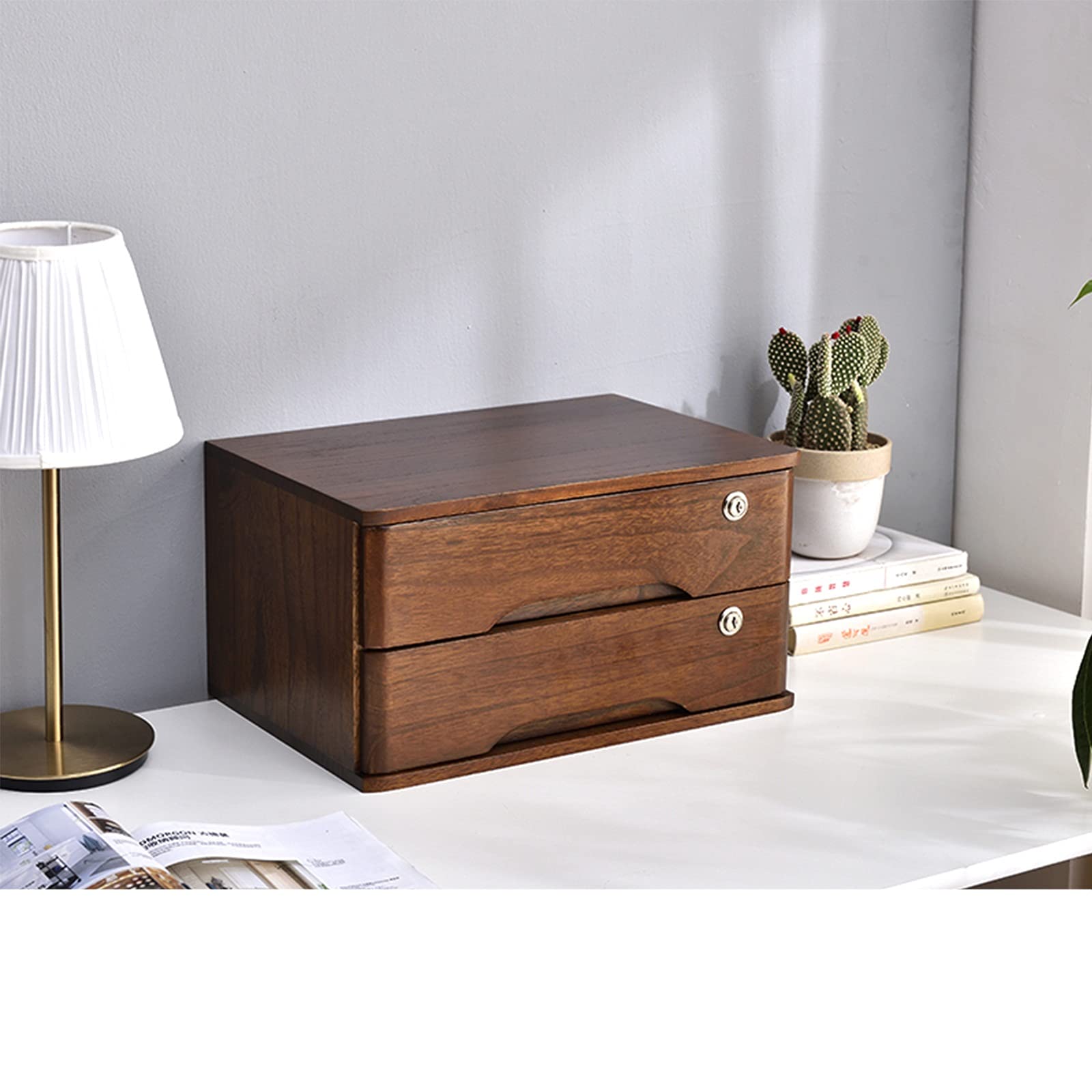 Organizer da scrivania in legno con serratura, formato A4, con scomparti multipli, ideale per ufficio, casa e ufficio