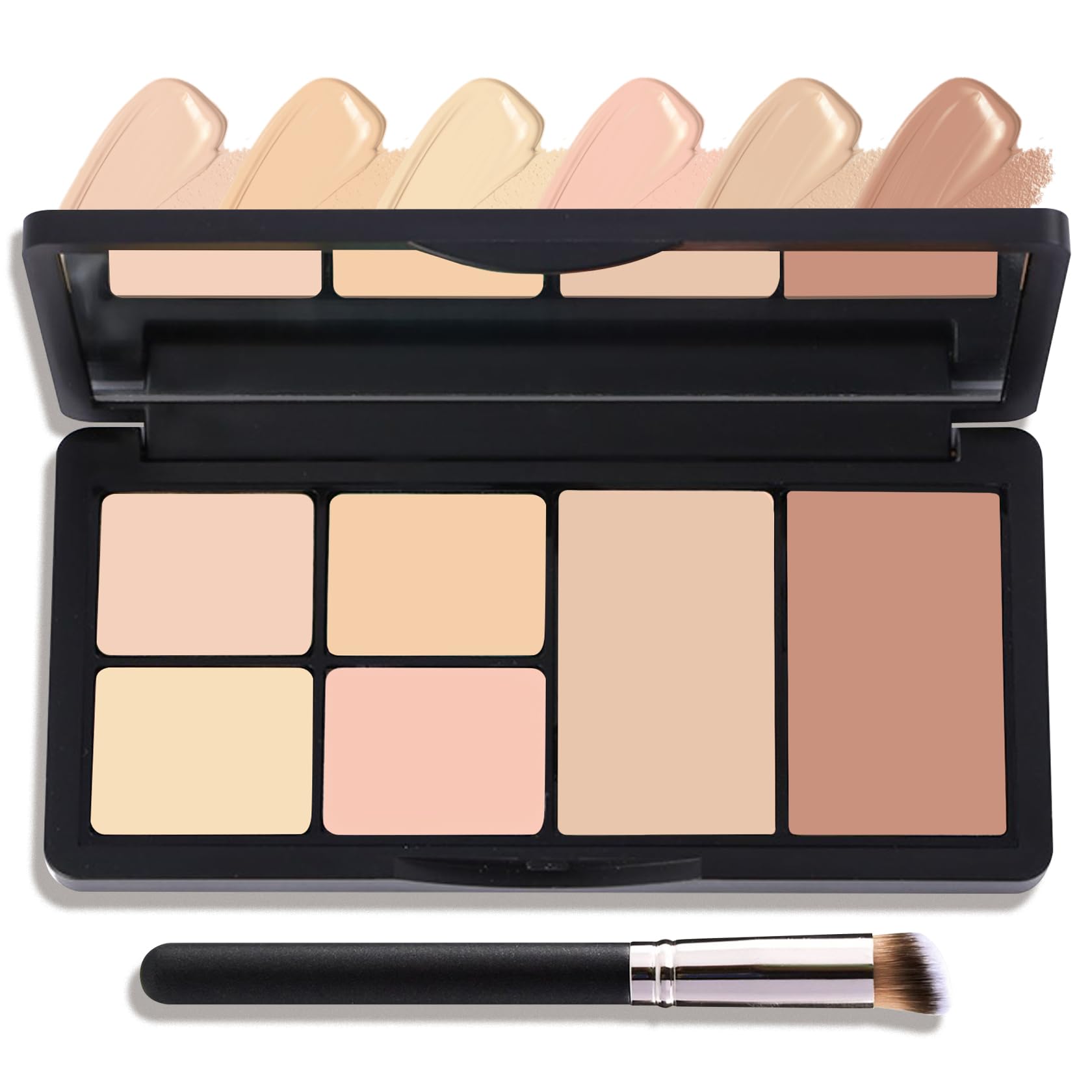 6 Colors Correcting Concealer Palette,Contouring Highlighting Concealer Palette Makeup Kit with Brush,Foundation Makeup Cream Contour Palette for