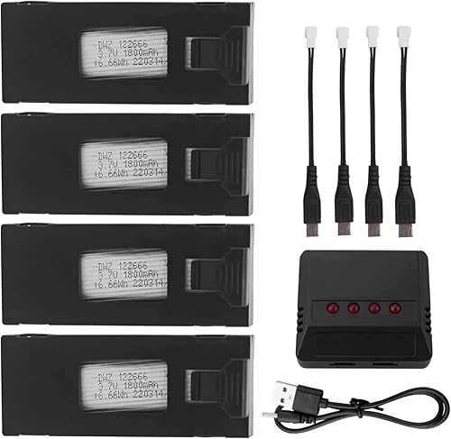 Accesorios 3.7 V 1800 mAh Li-po Baterías (4 piezas) con cargador 4 en 1 para E88 E88PRO E88MAX E525 E99 E99PRO P1 P5PRO K3 S1 P8 RC Drone Batería de