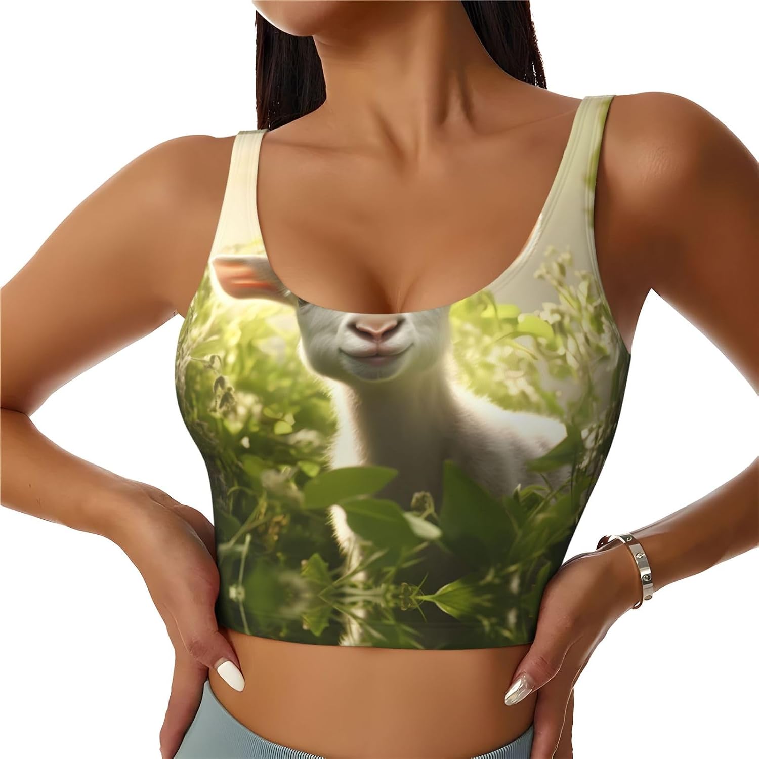 Goat Nature Babies Printed Women's Sports Vest, Suitable for Yoga, Pilates and Fitness Training -