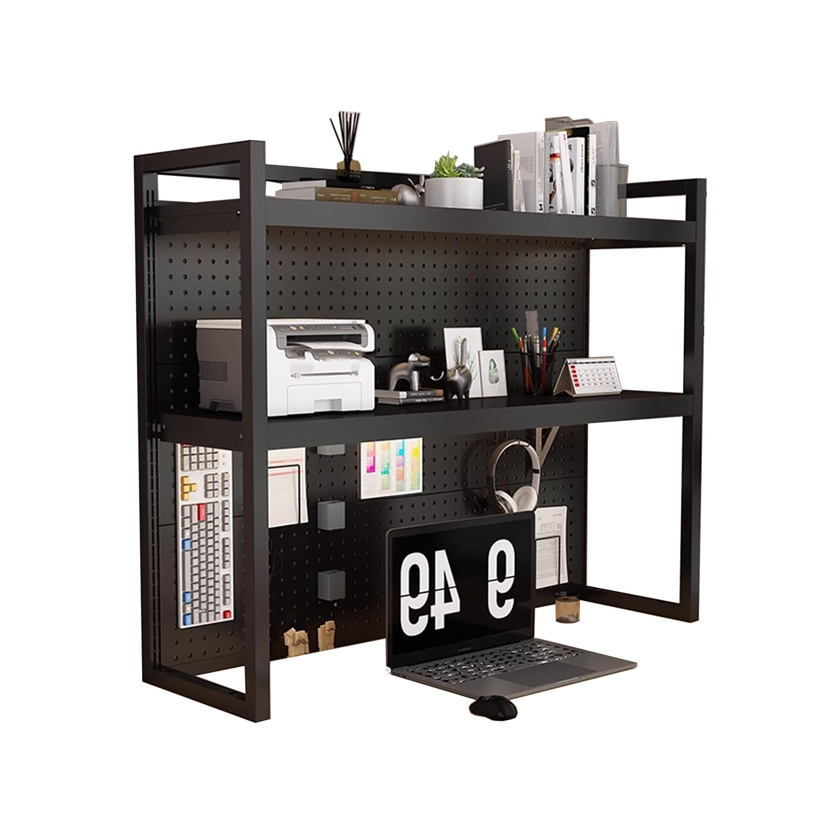 Bücherregal Schreibtisch Organizer 100 cm Höhe Platzsparend Tischregal Schreibtisch Monitor Leicht zu Reinigen für Home Office, Wohnung(Black,80cm)