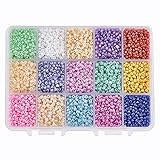 PandaHall 6750pcs 15 Color 8/0 Glass Seed Beads 3mm Mini Beads con caja de contenedor para hacer joyas