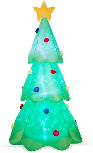 Glitzhome Decoración inflable para árbol de Navidad de 9 pies con luces LED integradas para fiestas de vacaciones y jardín