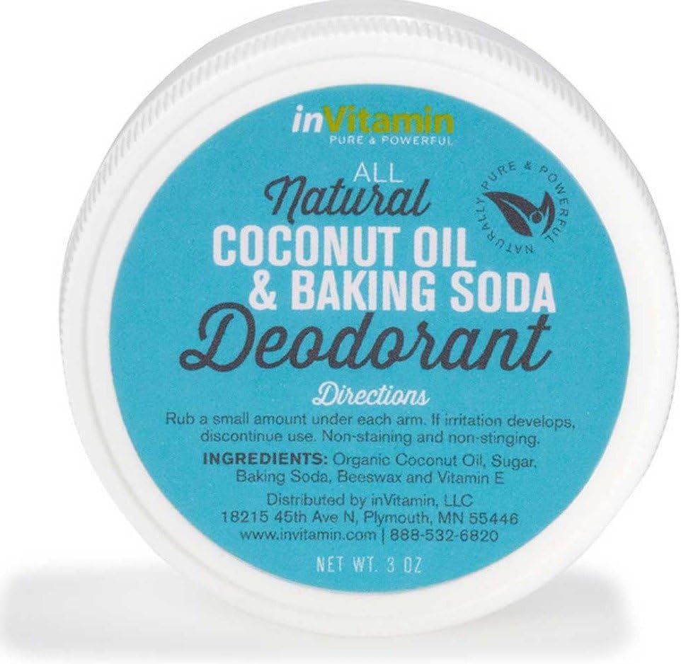 3 Pack Natural Coconut Oil and Baking Soda Deodorant (3 oz)