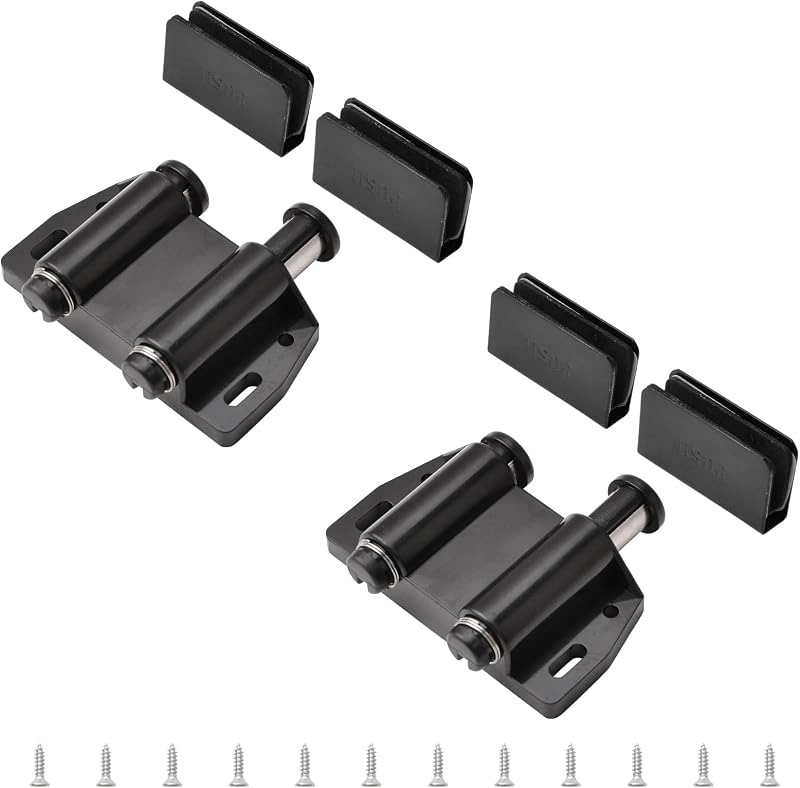 UFURMATE Mágneses Üvegajtó Rögzítő Szett - 2db Érintéses Nyitású Üvegajtó Zár Állítható Szorítóval, 3-6mm Üvegvastagsághoz, Fekete